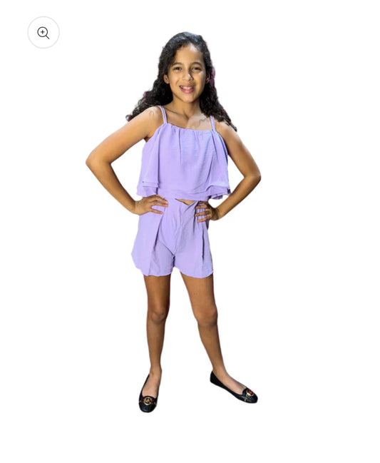 Set 2 piezas morado niña short camisa Chic mi CSG1208-6