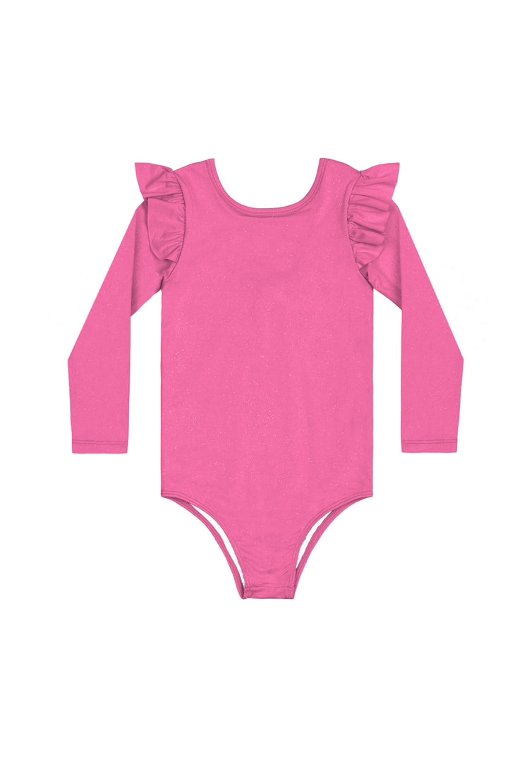 Traje de baño verde neón bebe niña grande una pieza manga larga 34012-GLI011