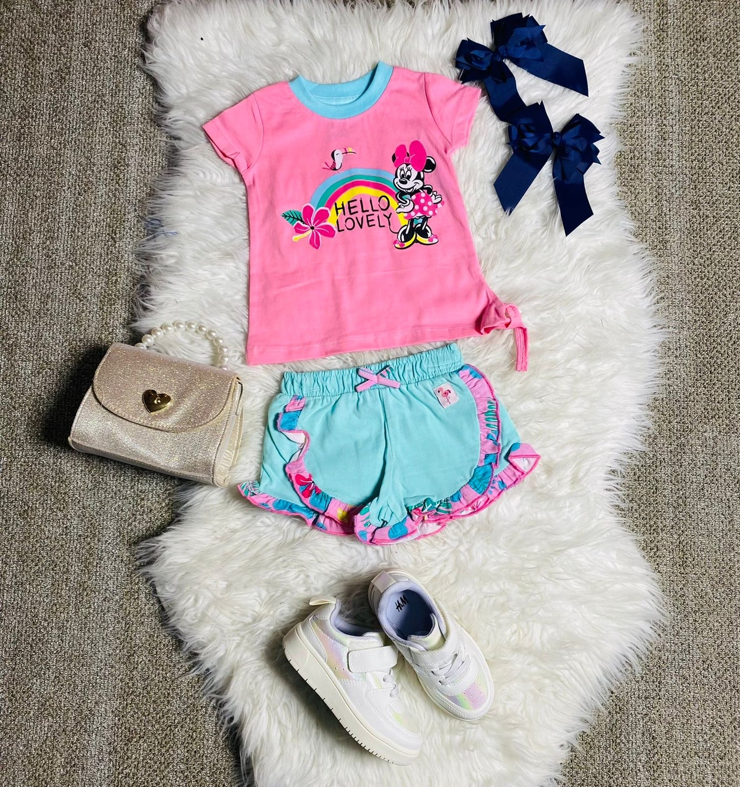 Set 2 piezas camisa rosada bebe niña minnie disney promo 3x1000