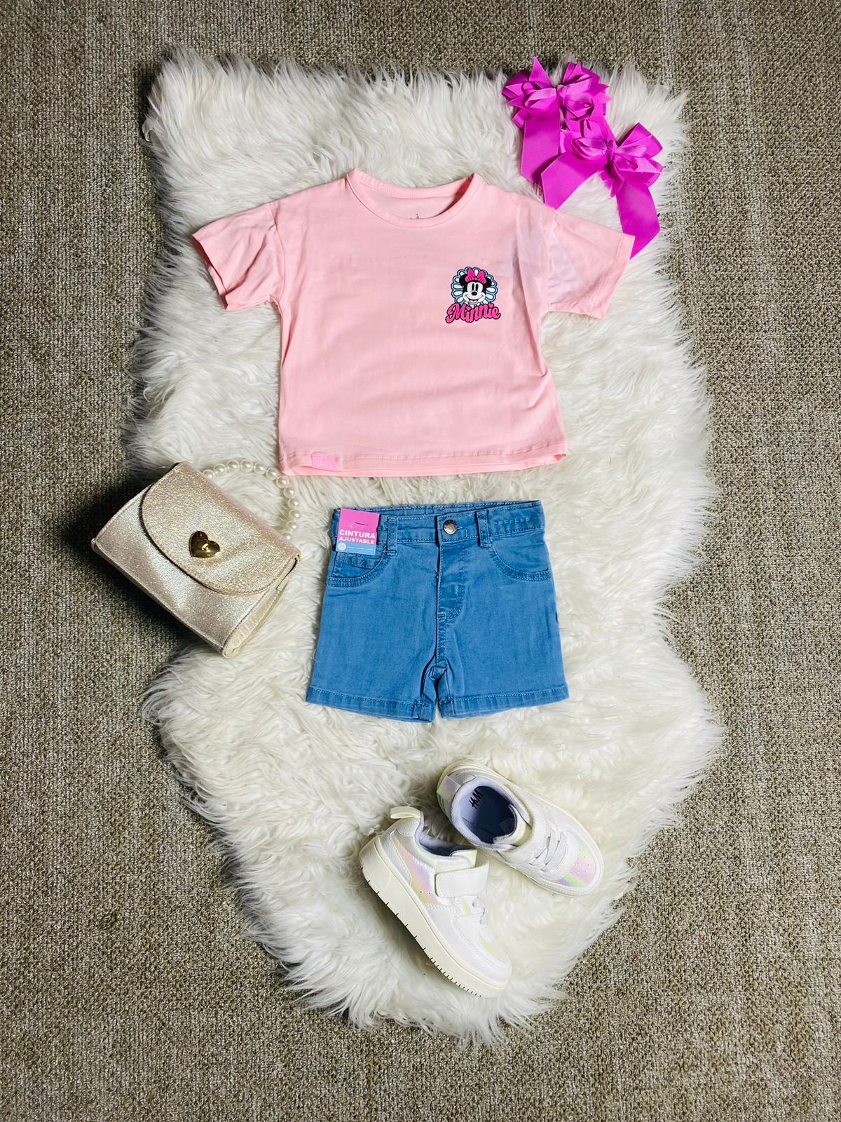 Set 2 piezas camisa rosada bebe niña minnie disney d9mi1256b