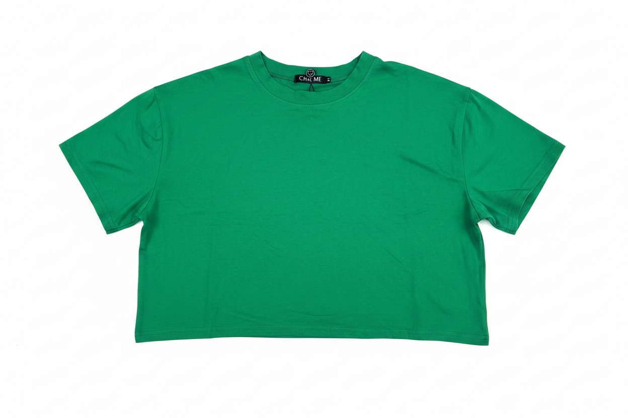 Camisa dama crop top basic verde algodón camiseta CTD1154-1 395280 promo 4x1000