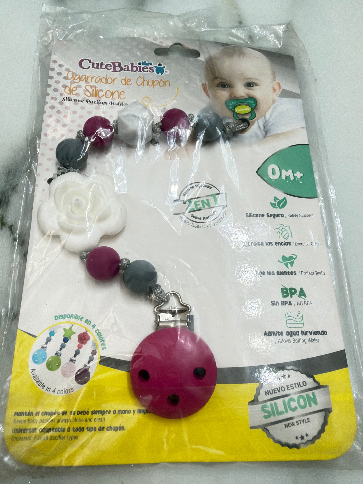 Set 2 porta chupete CuteBabies bebe niña sujetador