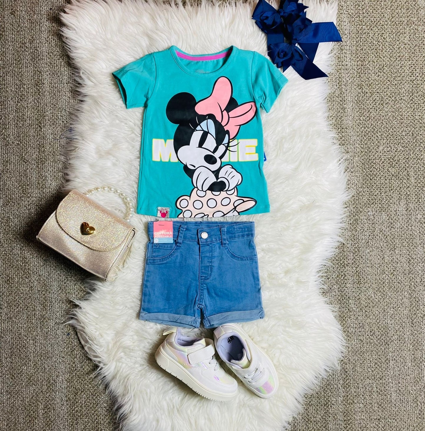 Set 2 piezas camisa verde bebe niña minnie disney promo 2x1000