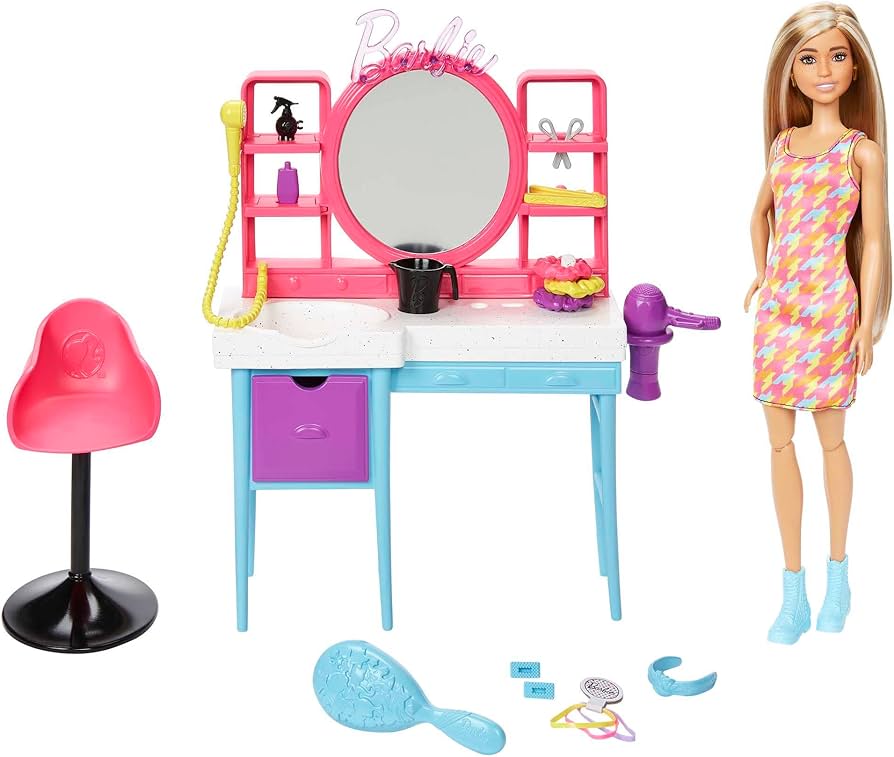 Juguete muñeca Barbie peluquería accesorios para peinar