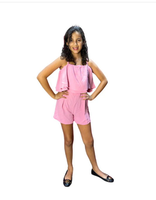 Set 2 piezas rosado niña short camisa Chic mi CSG1208-6