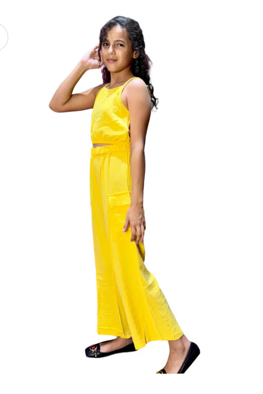 Set 2 piezas amarillo niña pantalón camisa Chic mi CSG1208-9