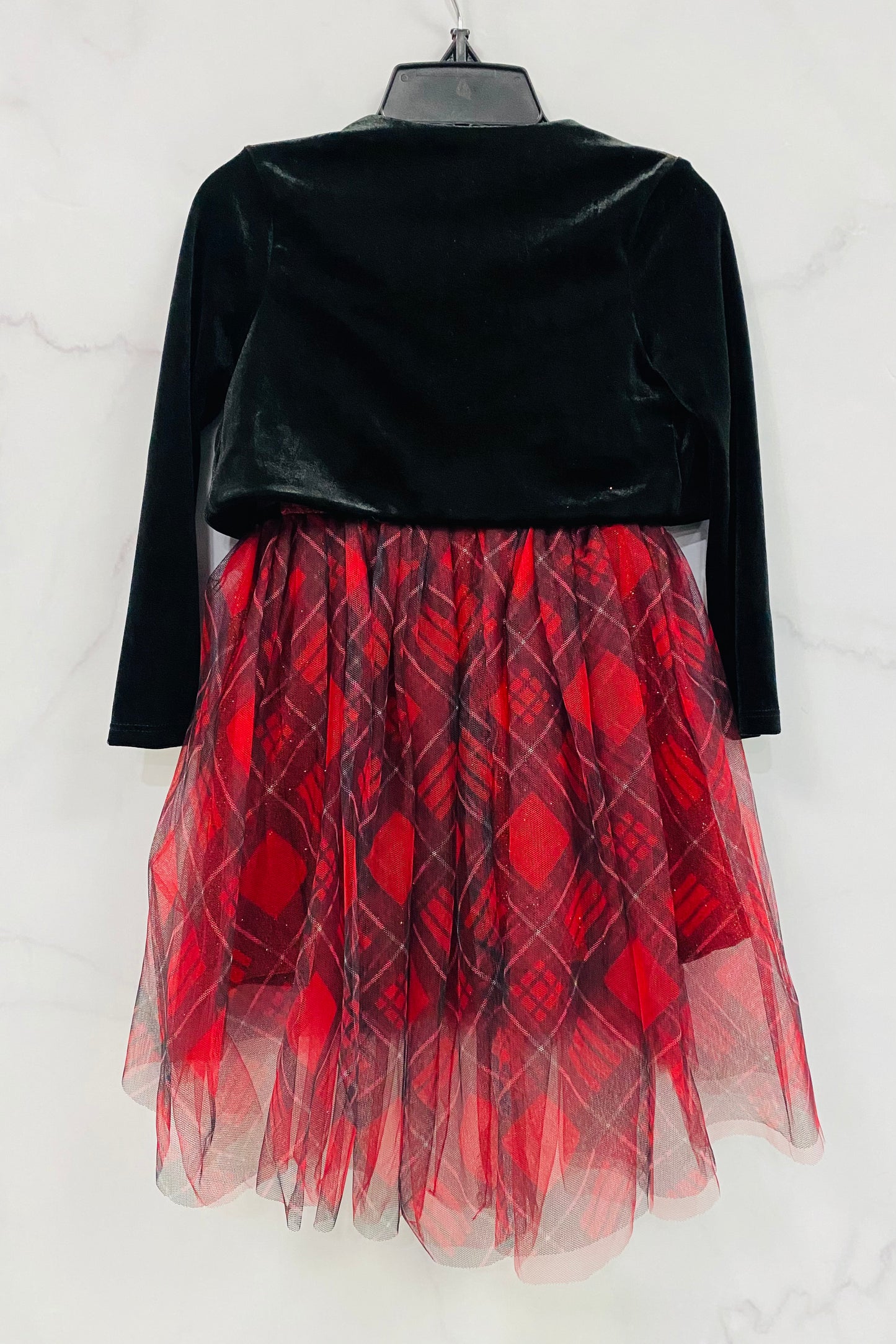 Vestido gala cuadros rojos negro zunie 31181296