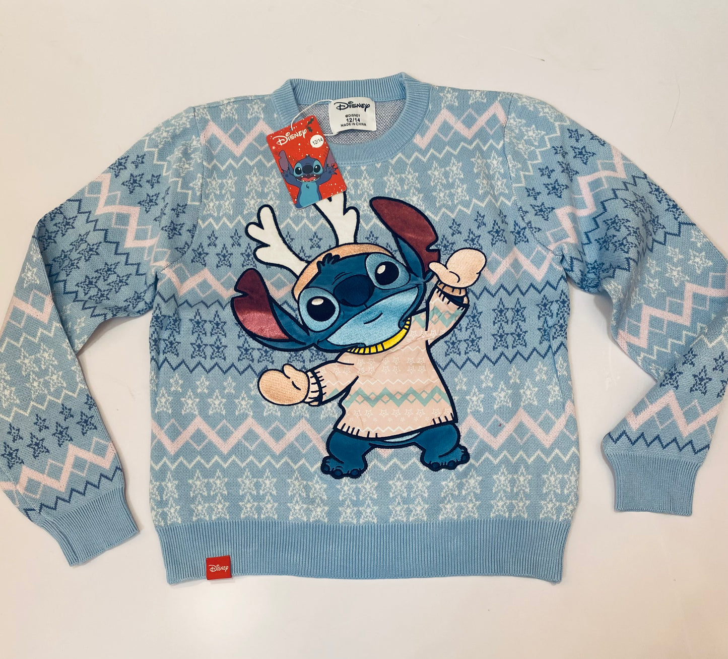 Sueter navidad navideño azul celeste dama mujer Stitch B1-STI-169C 690490