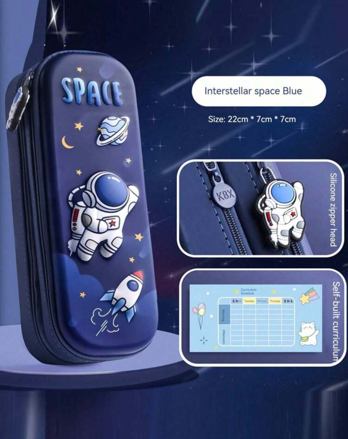 Cartuchera azul astronauta