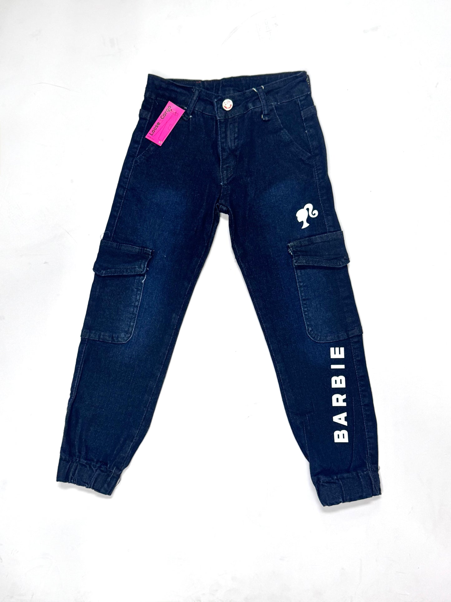 Pantalon jeans azul oscuro cargo niña Barbie Disney BA-89986