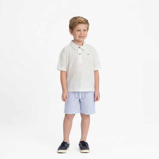 Set conjunto camisa blanca short rayas azul niño Up Baby 46916-000279