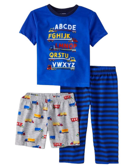 Set 3 piezas azul camisa short pijama carros abecedario Childrens Place 3052519