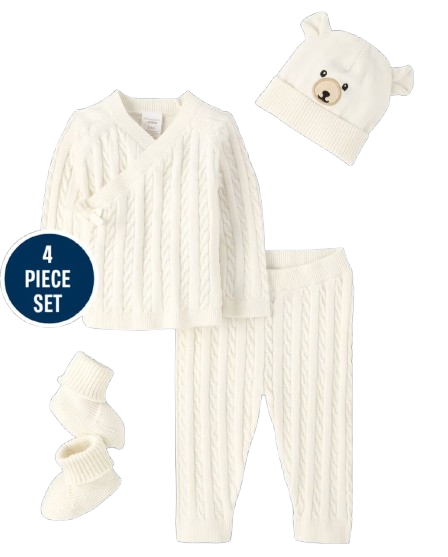 Set 4 piezas gorro pijama calcetines bebe niño blanco Gymboree 3054395