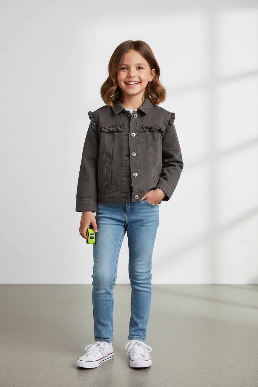 Chamarra jeans negra niña H&M
