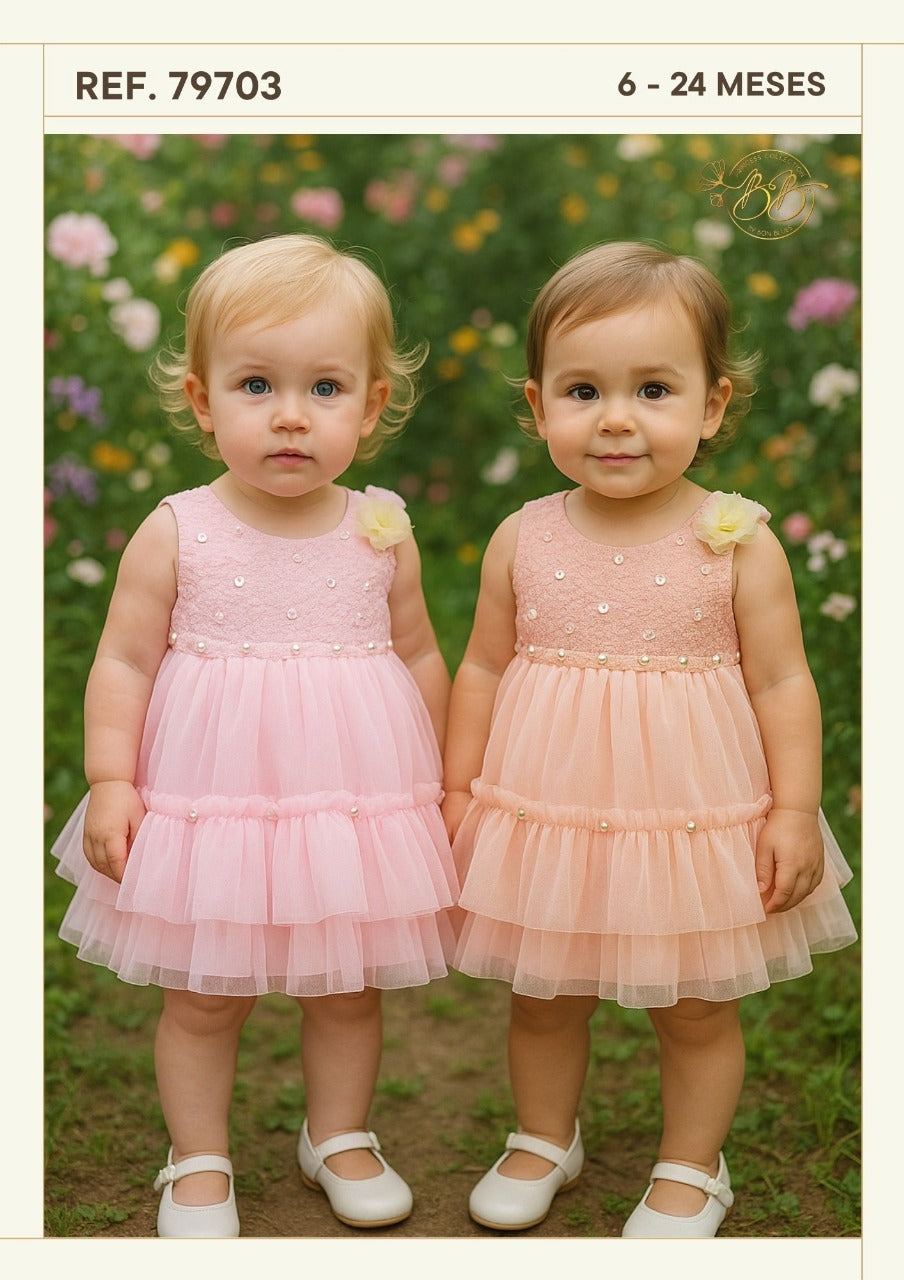 Vestido salmón bebe niña gala eventos 79703