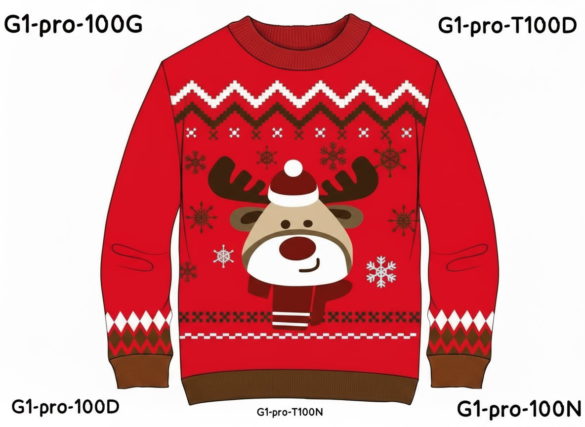 Sueter navideño reno niño niña dama mujer hombre caballero rojo