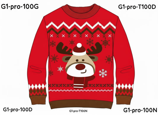 Sueter navideño reno niño niña dama mujer hombre caballero rojo