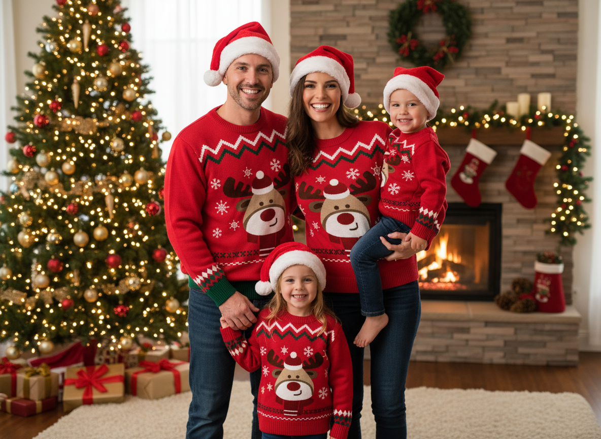 Sueter sweater navidad navideño rojo reno niño niña dama mujer hombre caballero