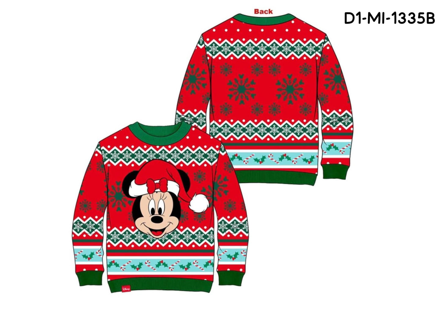 Sueter sweater rojo verde navidad navideño bebe niña minnie D1-MI-1335B