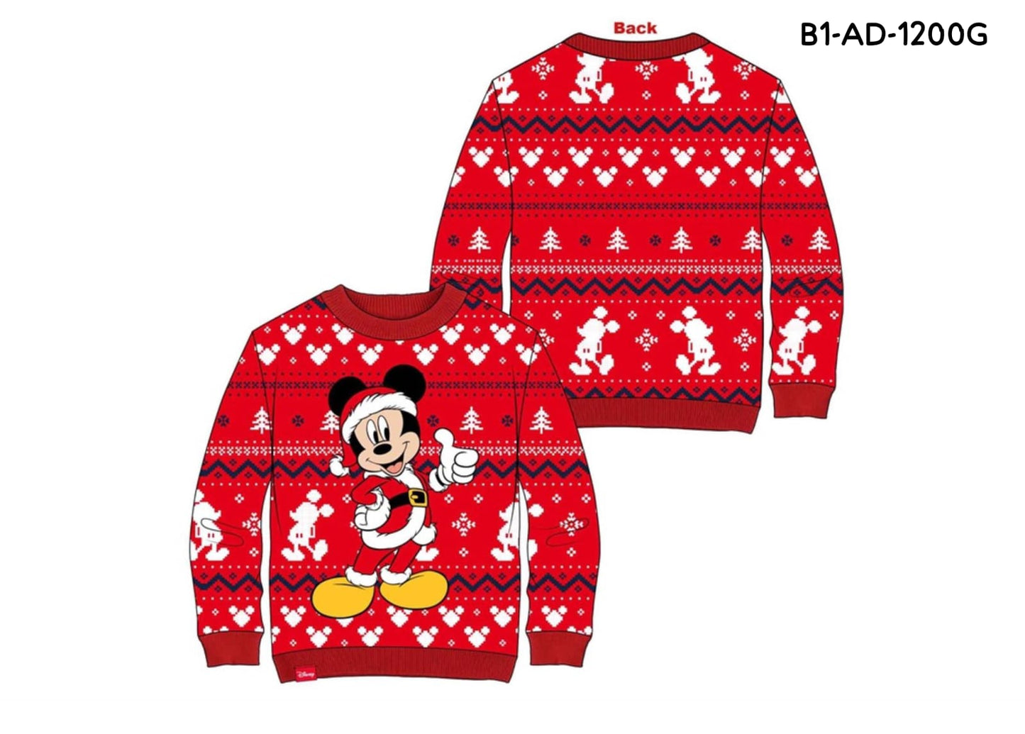 Sueter sweater rojo navidad navideño Mickey hombre caballero B1-AD-1200G