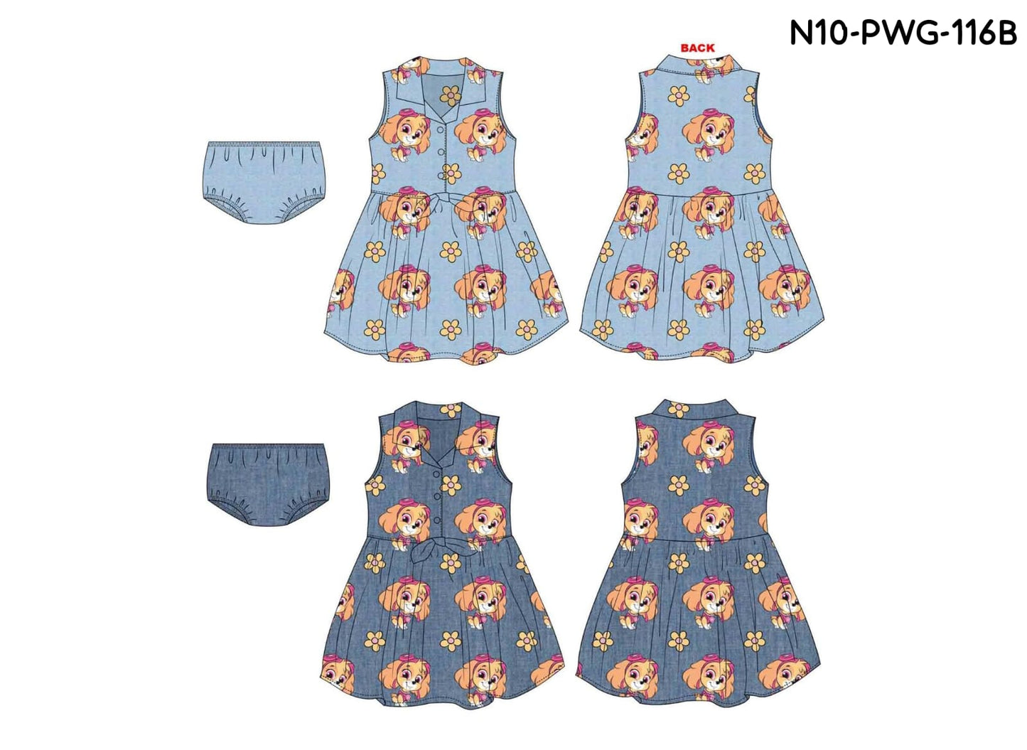 Vestido bebe niña azul oscuro sky Paw patrol N10-PWG-116B promo 2x1000