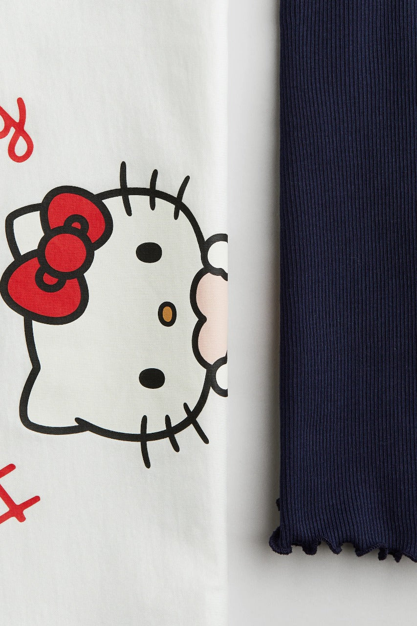 Set conjunto 2 piezas camisa blanca pantalon azul niña Hello Kitty H&M 1300354