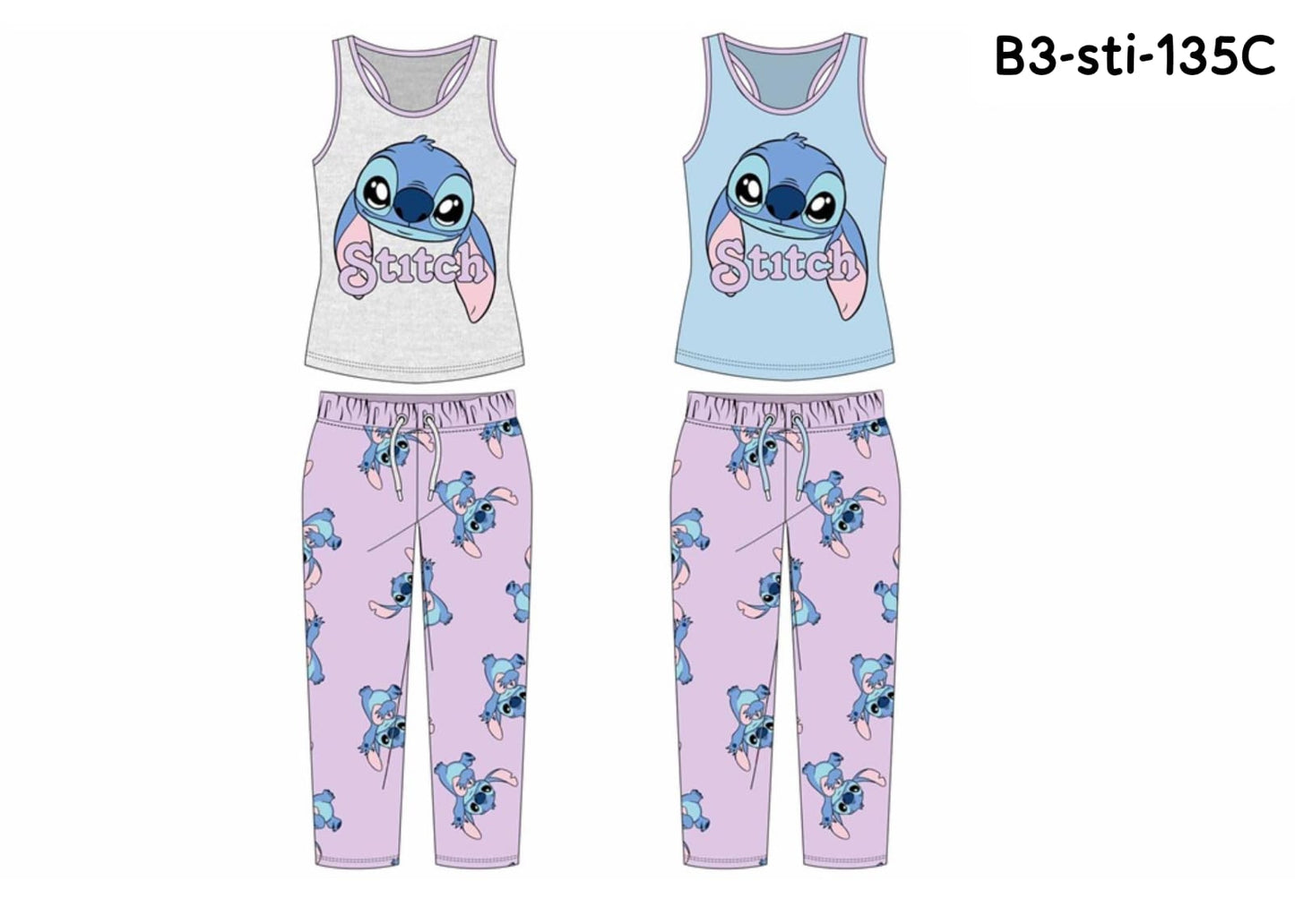 Pijama dama mujer gris morado Stitch B3-STI-135C