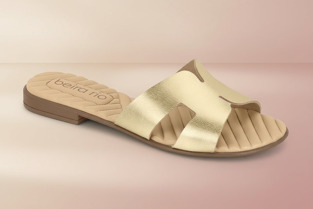 Zapato sandalias doradas dama mujer Beira rio Brilho Italia dorado 30579