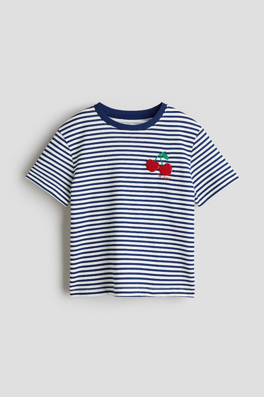 Camisa azul rayas cereza niña H&M 1302424012