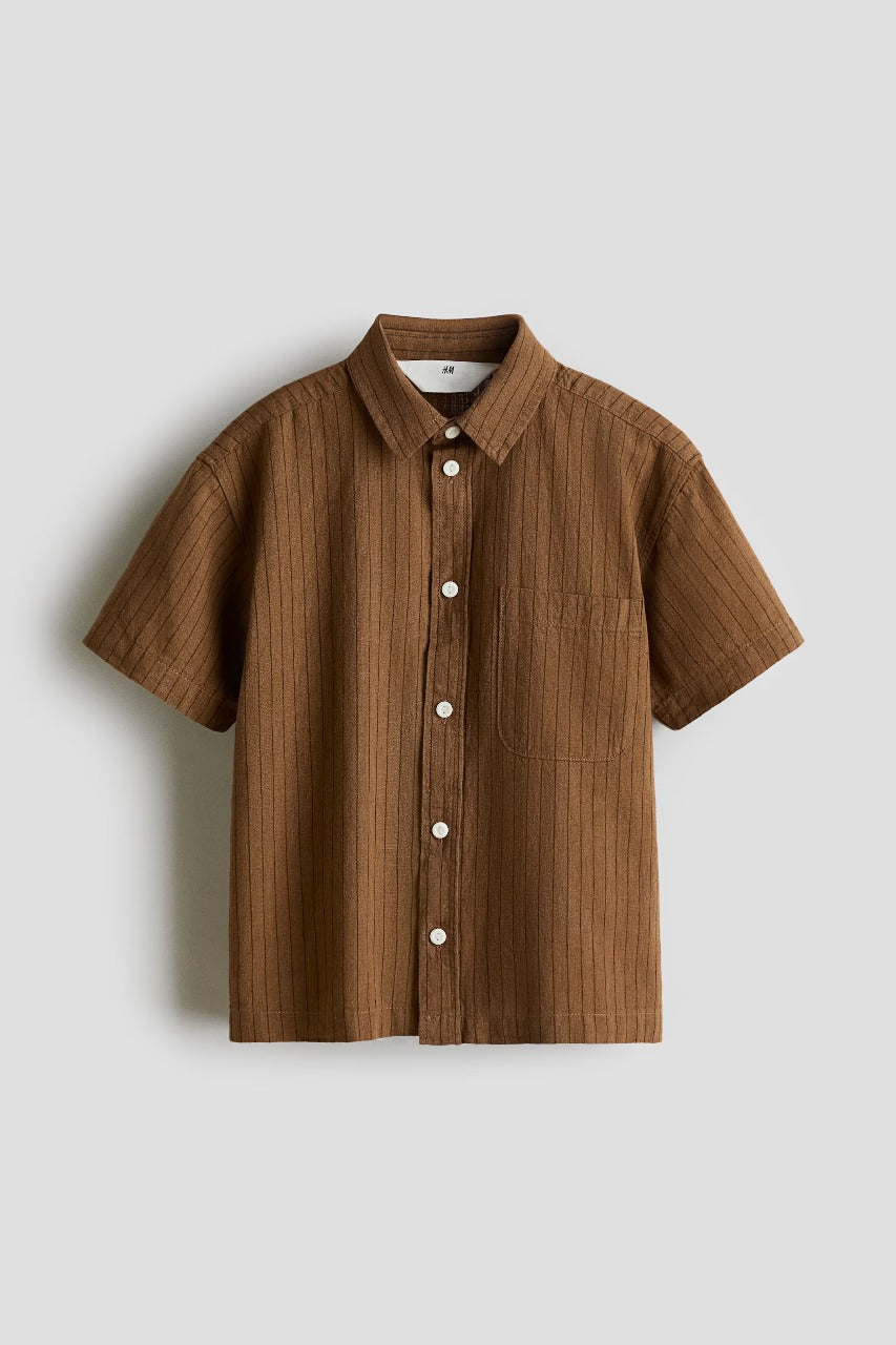 Camisa formal café niño formal H&M 1294773002