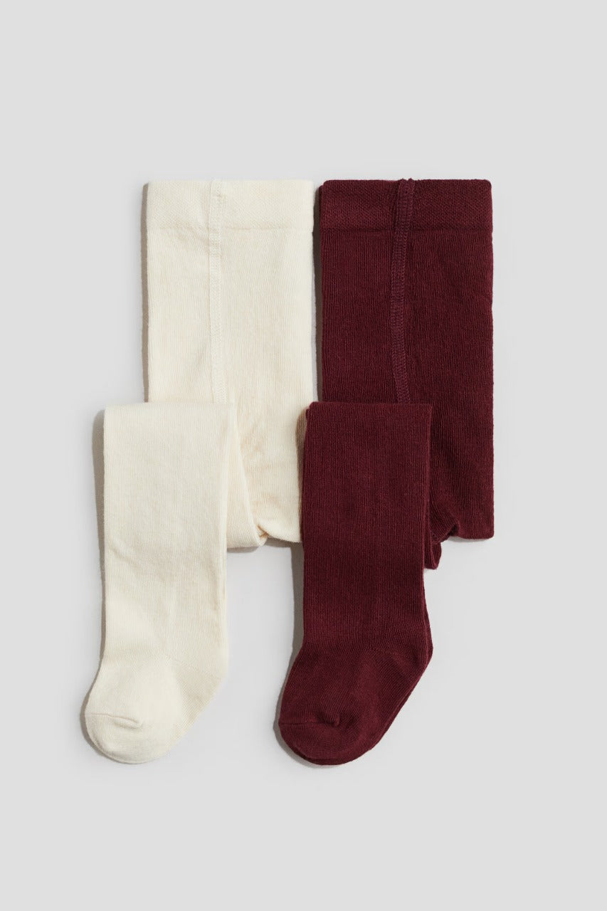 Medias bebe niña algodón orgánico individual beige rojo vino H&M 0493103089