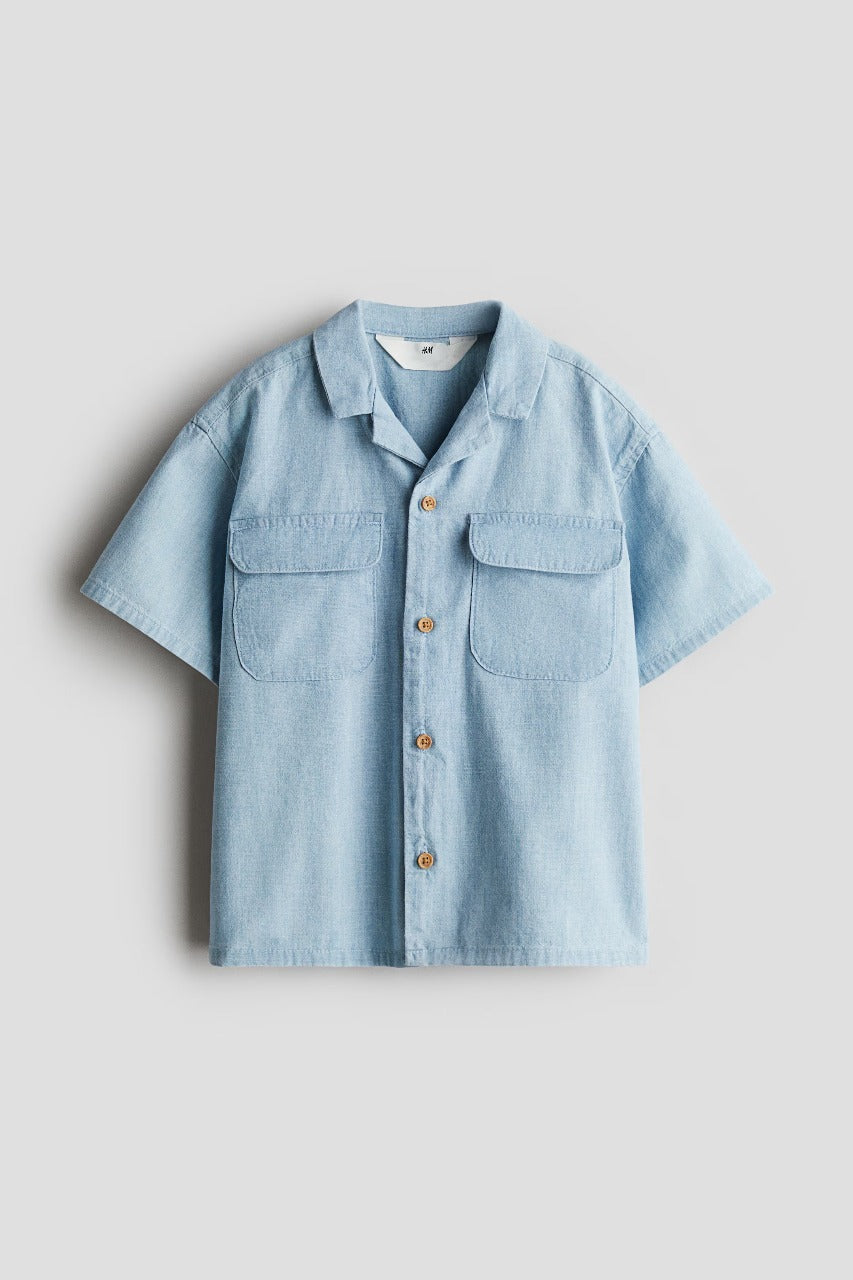 Camisa azul formal henley niño H&M 1291746001