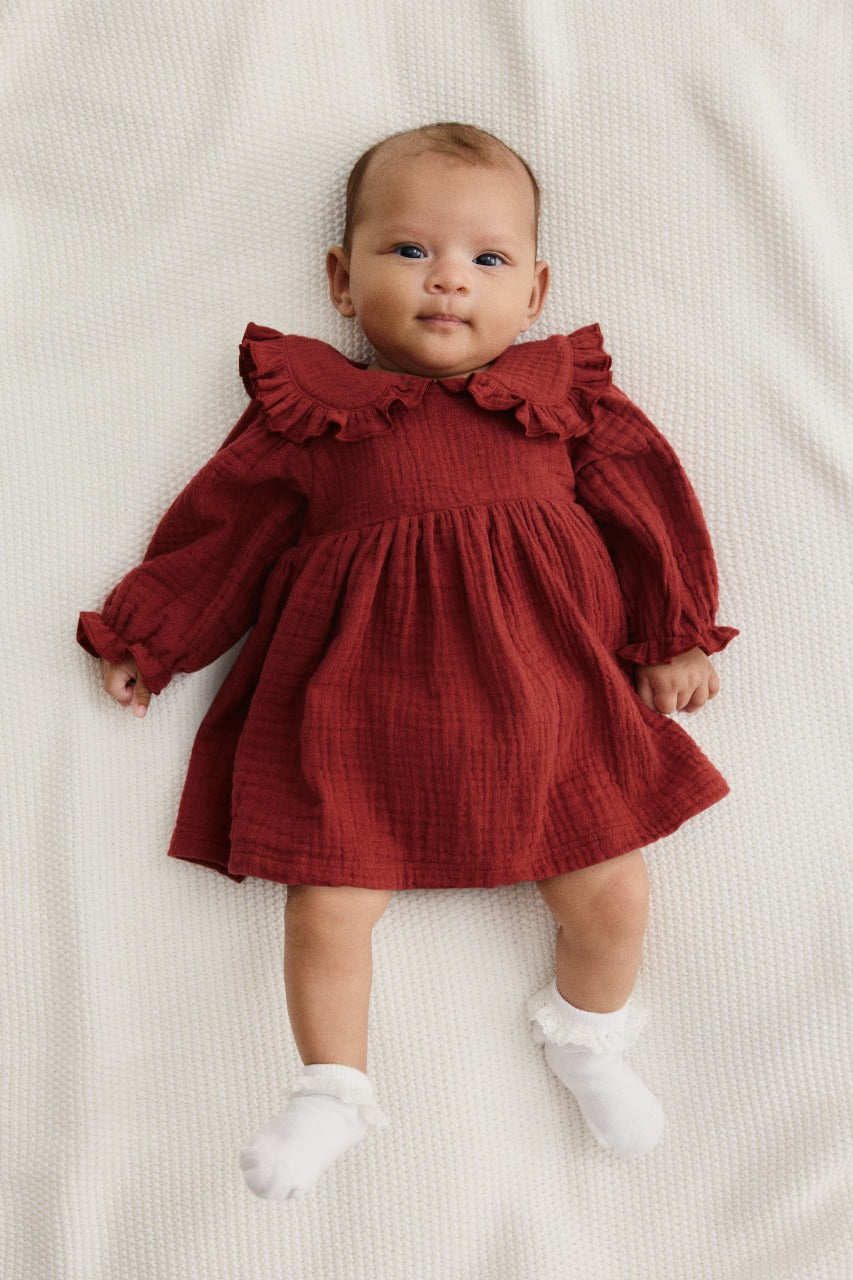 Vestido rojo bebe niña revuelos H&M 1302621001003