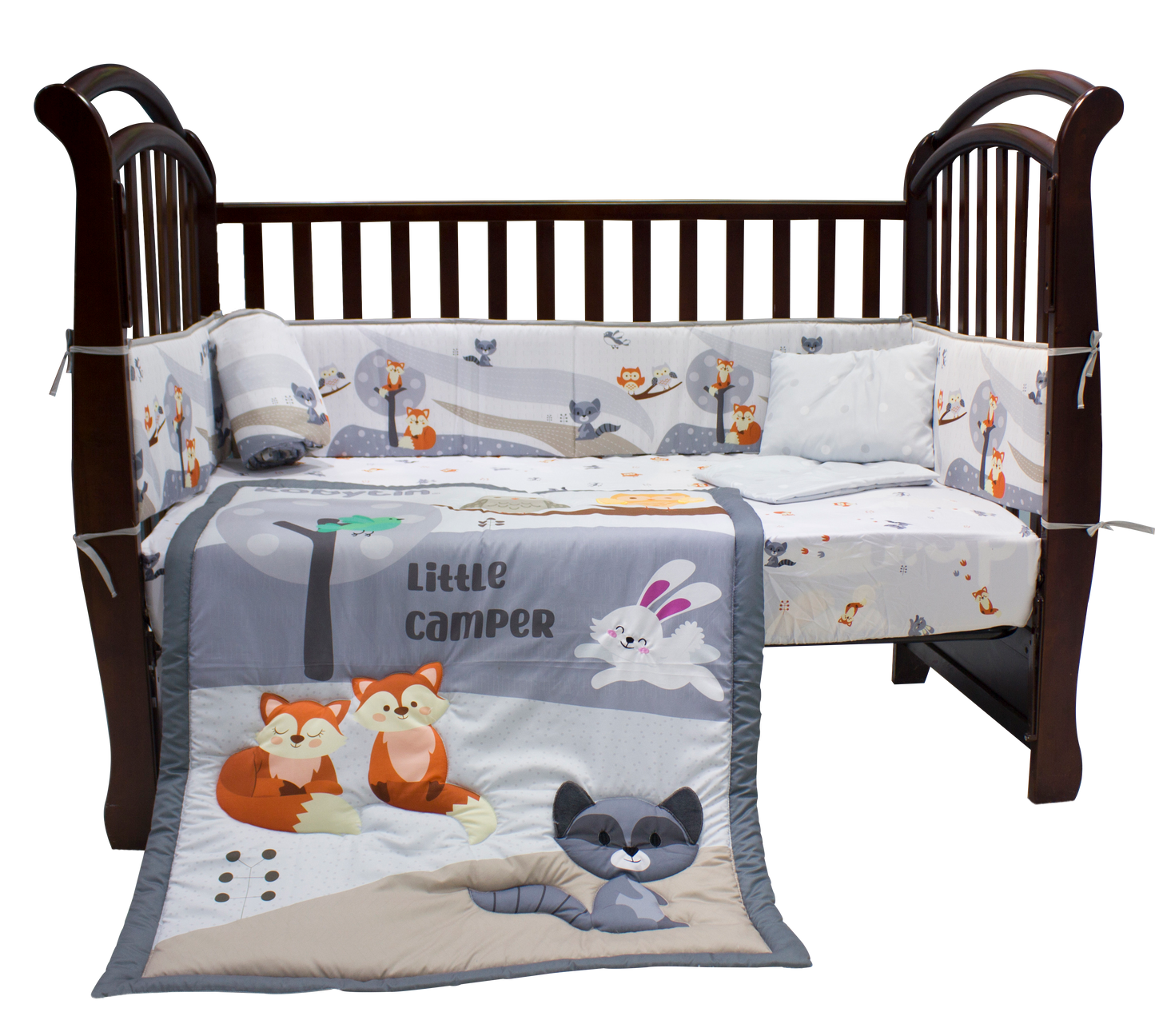 Set sabanas cuna 5 piezas almohada bebe niño animales zorrito