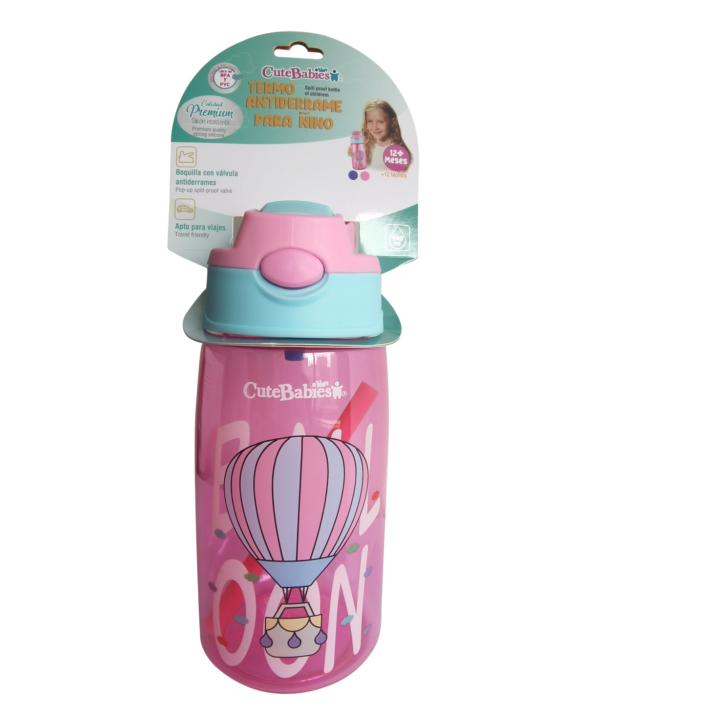Vaso antiderrame rosado niña Cutebabies