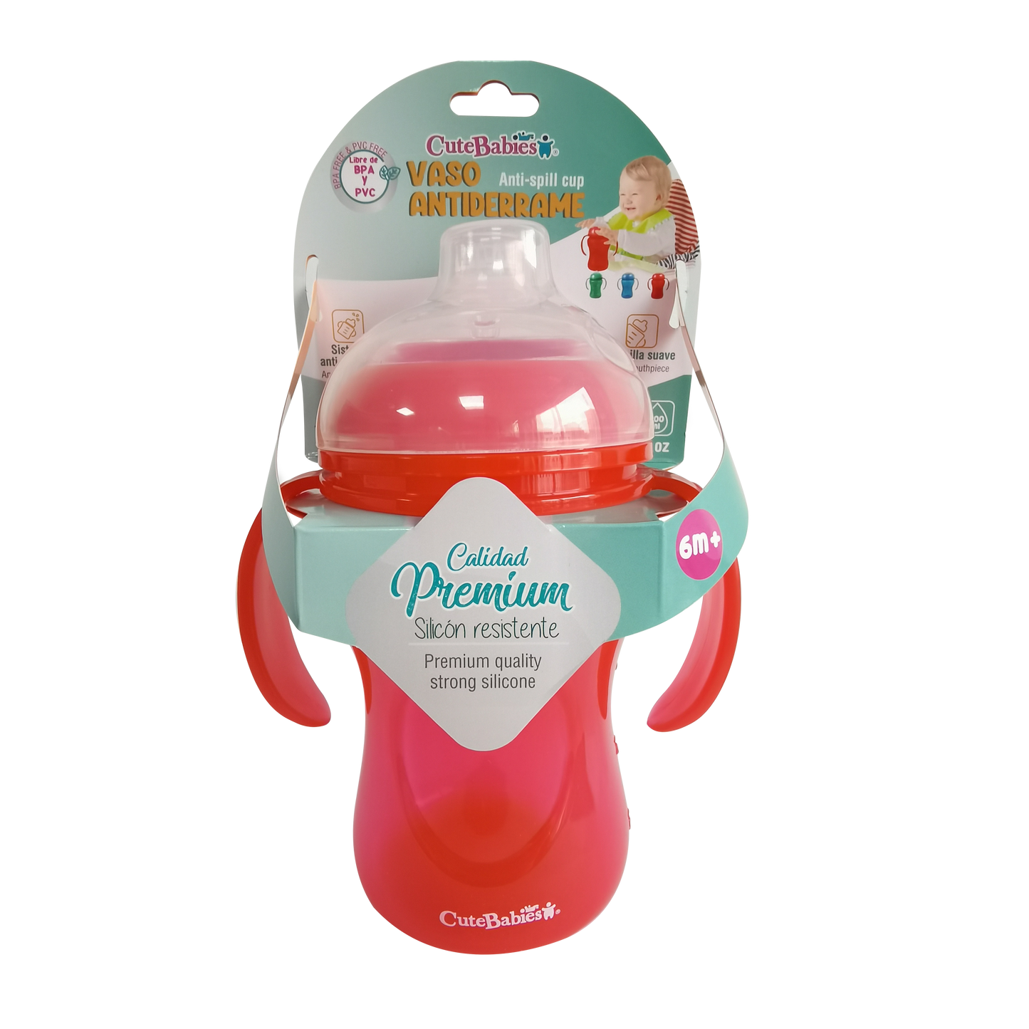 Vaso antiderrame rojo cutebabies