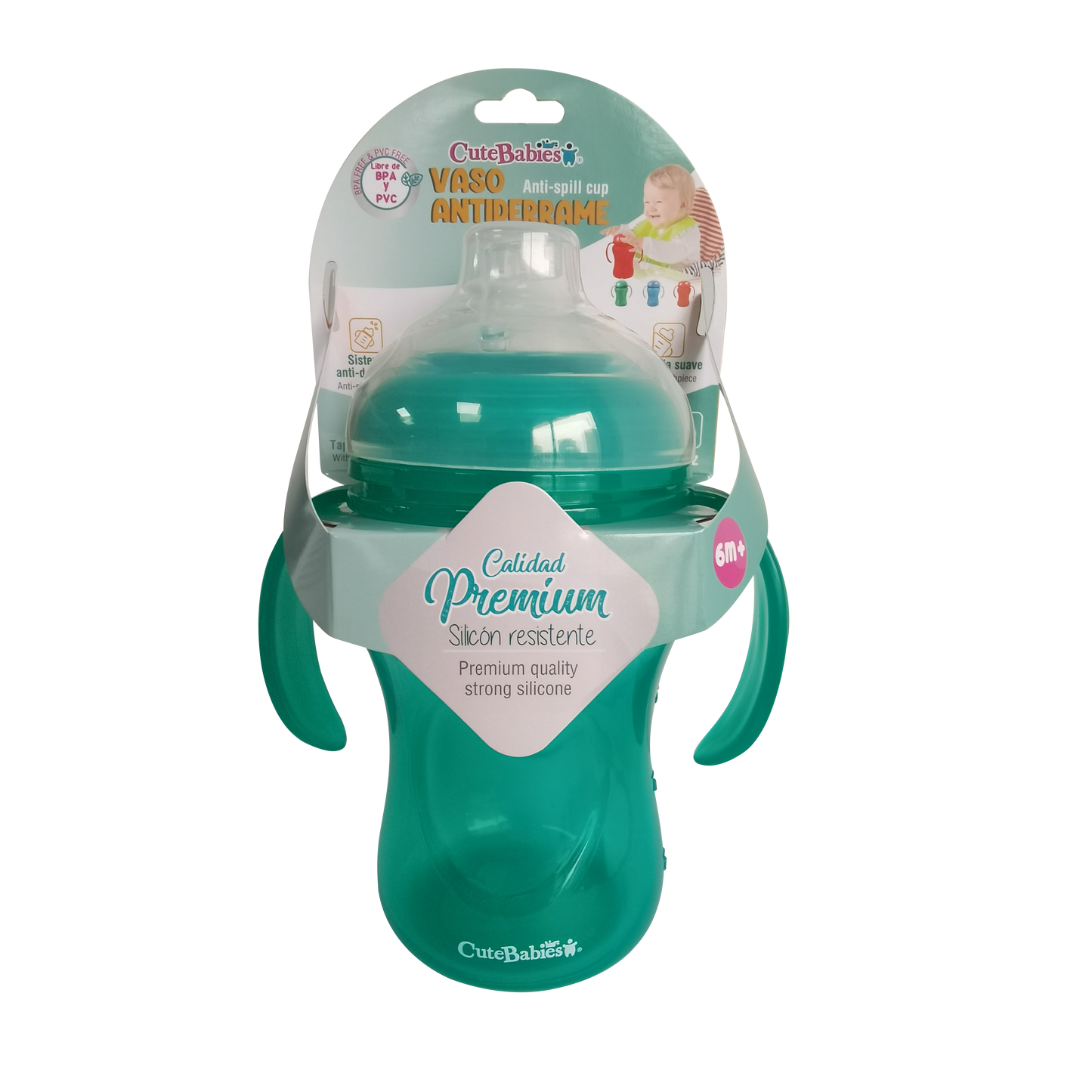 Vaso antiderrame verde cutebabies