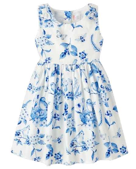 Vestido flores blanco con azul Gymboree niña