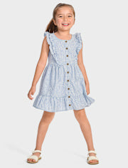 Vestido azul Gymboree revuelos rayas niña