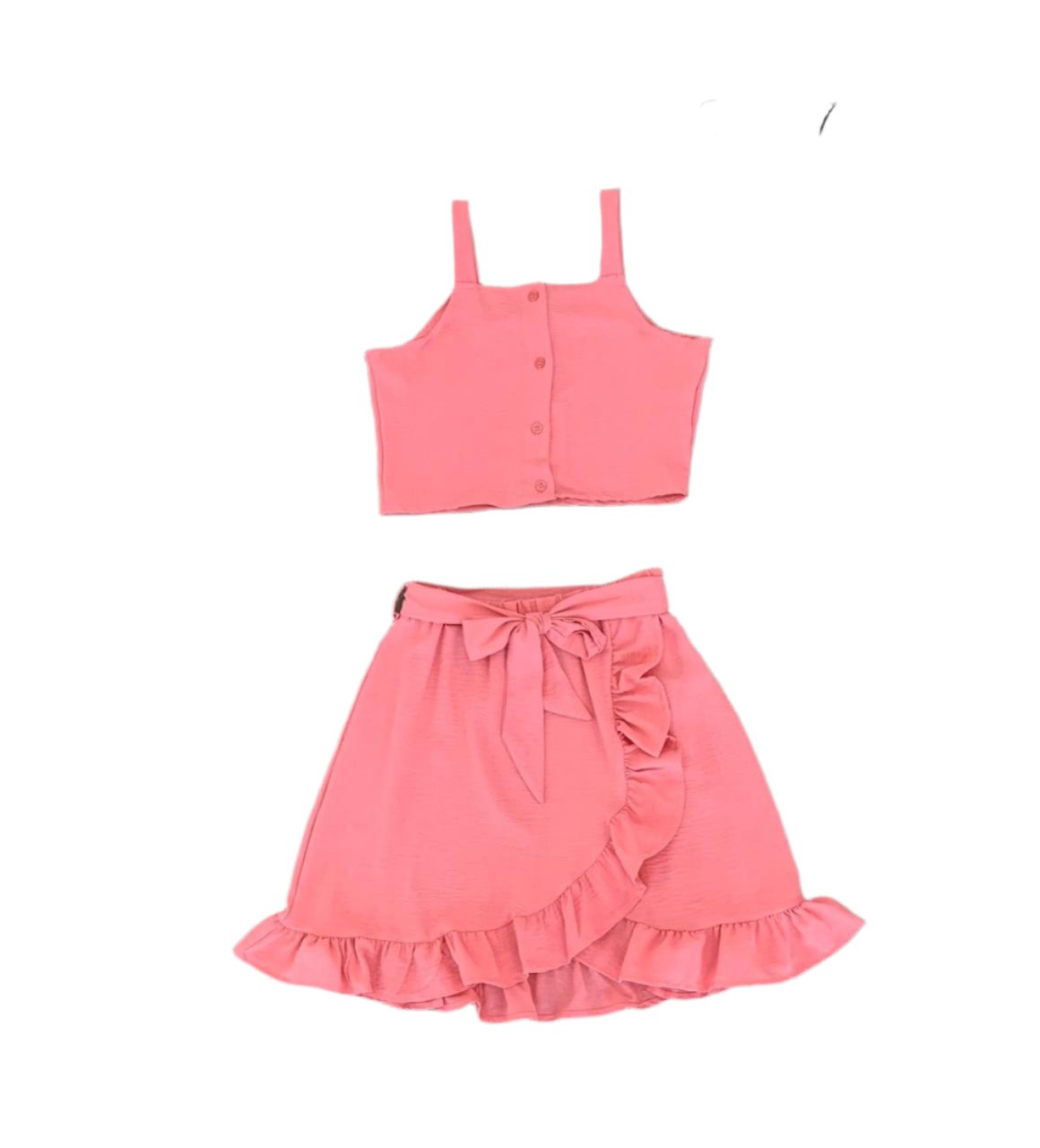 Conjunto set de dos piezas para niña falda y camisa salmón CSG1117-15 590490