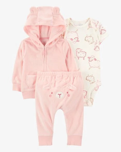 Set 3 piezas rosado carters bebe niña