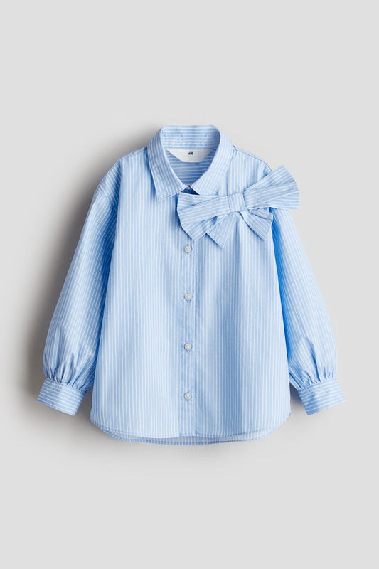 Camisa azul chongo manga larga niña H&M formal
