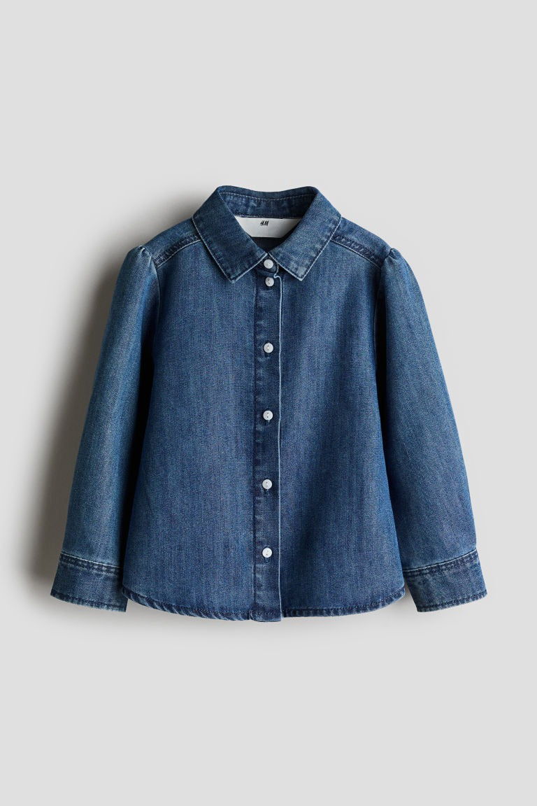Camisa azul jeans manga larga niña H&M