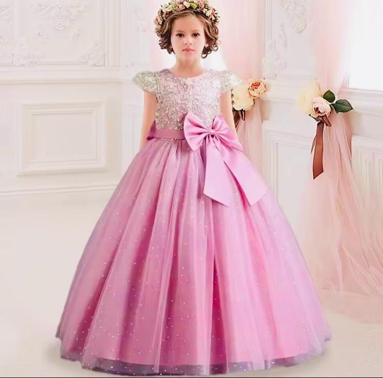 Vestido rosado dorado evento gala niña