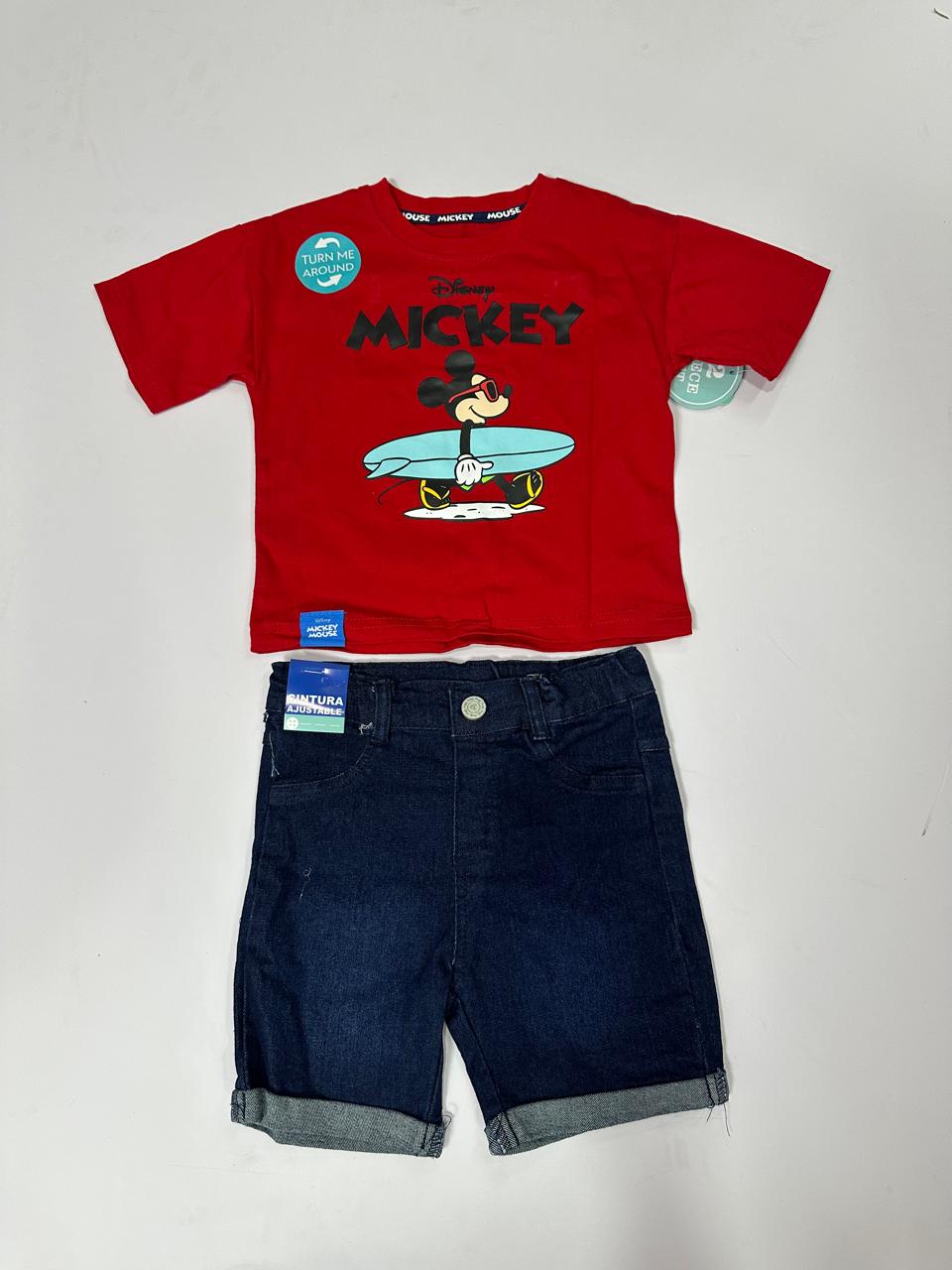 Set conjunto bebe niño camisa roja short azul Mickey niño D9-MK-1427B