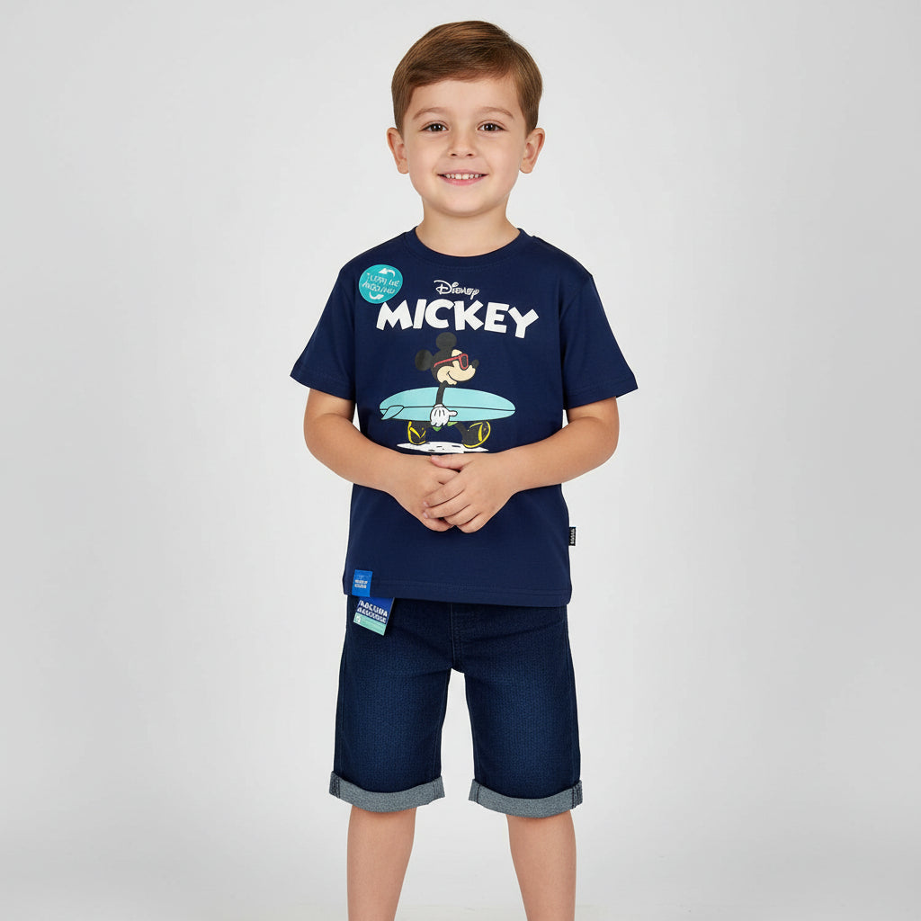 Set conjunto bebe niño camisa azul short azul Mickey niño D9-MK-1427B