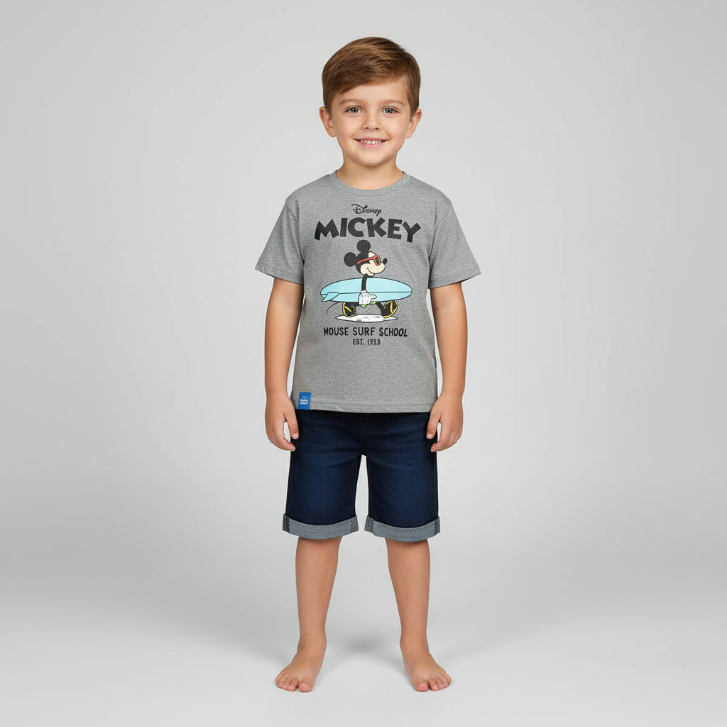 Set conjunto bebe niño camisa gris short azul Mickey niño D9-MK-1427B