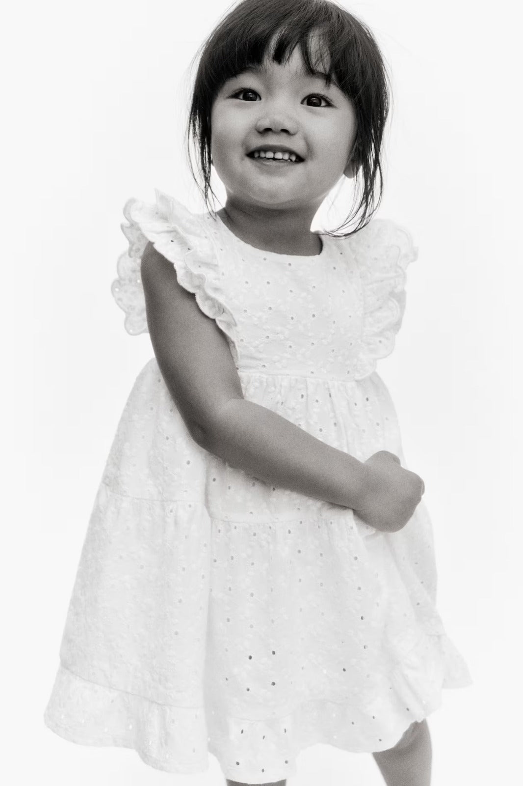 Vestido blanco revuelos niña H&M 1282971