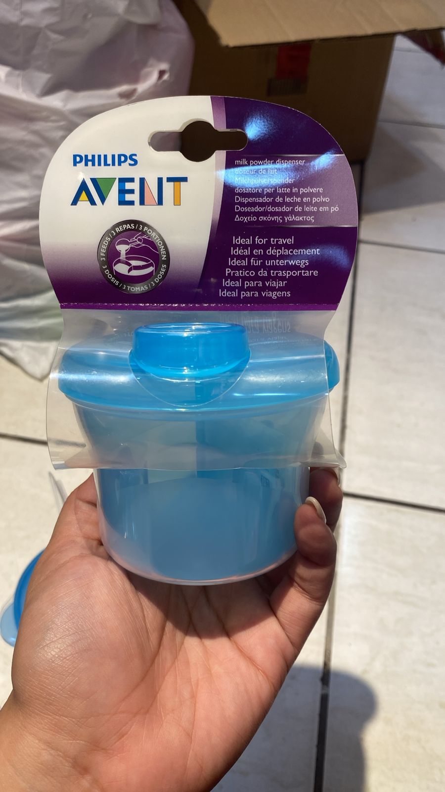 Porta leche azul Avent bebe niño
