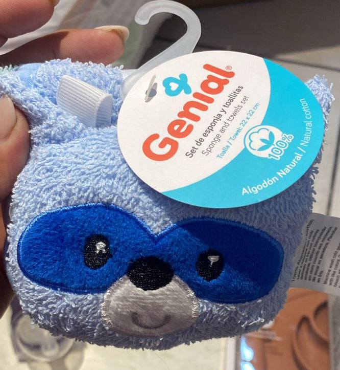 Set esponja toalla baño genial bebe niño